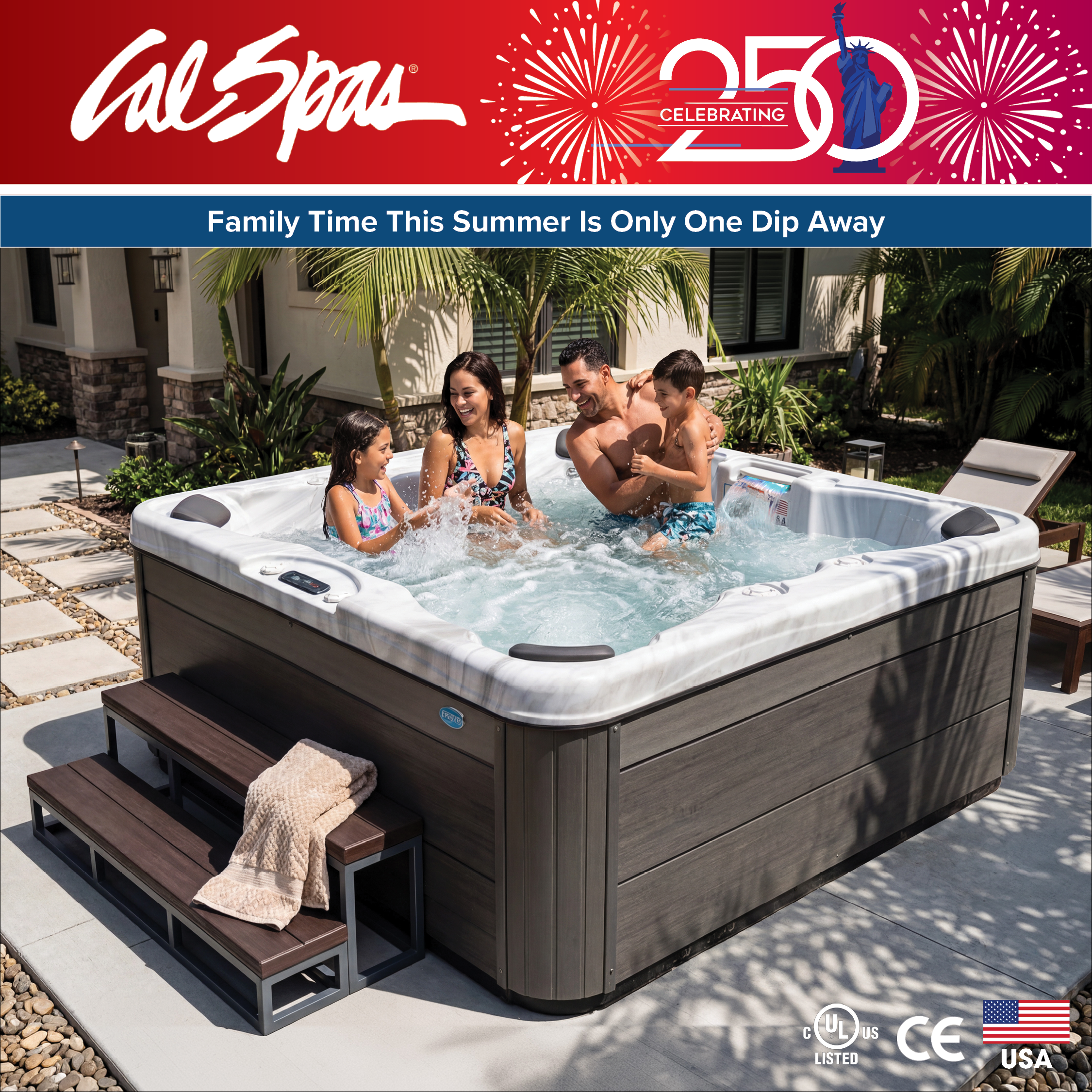 Calspas hot tub being used in a family setting - Fort Walton Beach